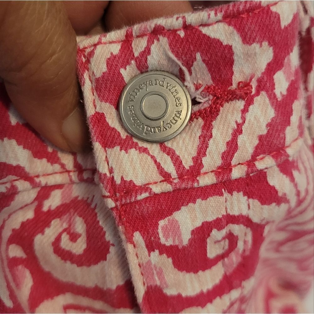 Vineyard Vines Pink & White Damask Scroll Print Stretch Skinny Jeans - Picture 10 of 12